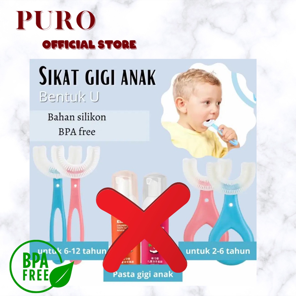 Sikat Gigi Anak Bentuk U Bahan Silikon / Tooth Brush Baby Silicon / Training Toothbrush / Sikat Gigi Silikon