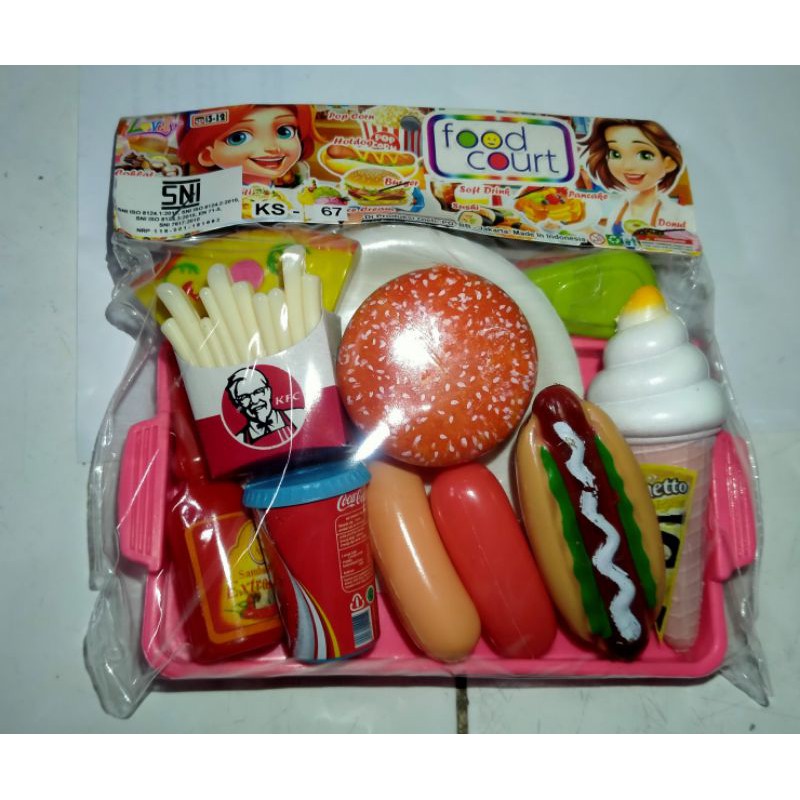 KS67 Masak Masakan Mainan Anak Food Court KFC Mainan Burger Nampan Mainan Anak Perempuan KFC Nampan