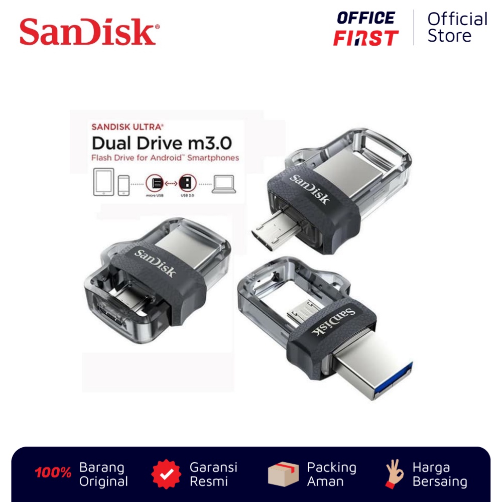 SanDisk Dual Drive m3.0 16 32 GB / OTG Flash Disk USB 3.0 to Micro