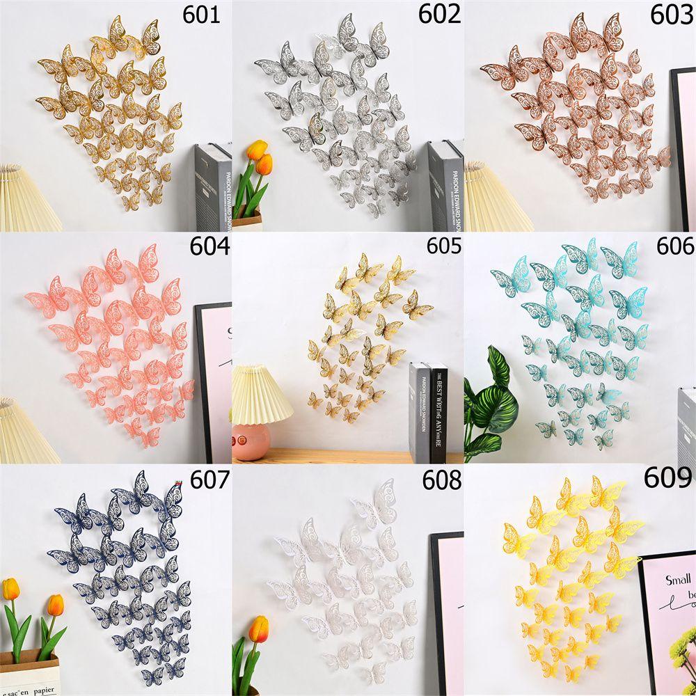 Suyo 12PCS / Pak Stiker Kupu-Kupu 3D Hollow Out Untuk Dekorasi Nail Art