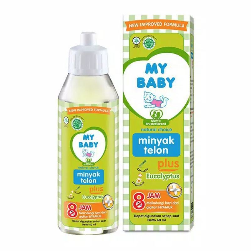 MY BABY MINYAK TELON PLUS 8 JAM 57ml | My Baby Minyak Telon Plus Eucalyptus | Mybaby Minyak Telon Melindungi Bayi Dari Nyamuk 8+jam My Baby Minyak Telon