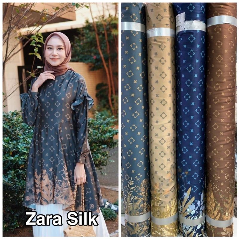 Kain meteran zara silk motif terbaru