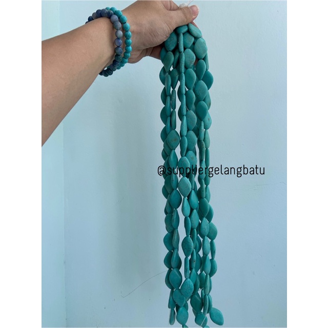 bongkah rough Batu PIRUS BIRU WAJIK 20mm serat bandul gelang kalung