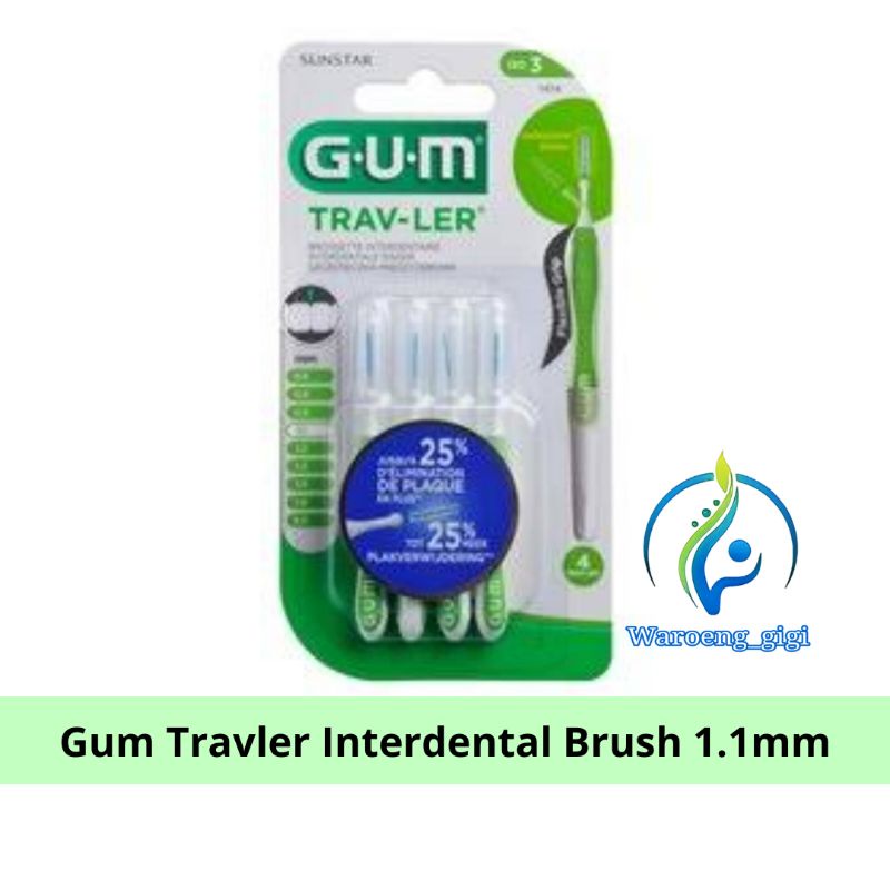 GUM Interdental Brush Travler Trav Ler 1.1 mm (Hijau)