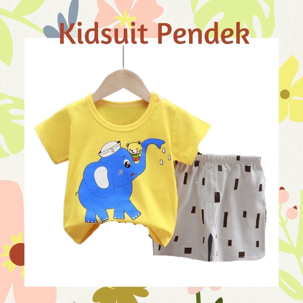 Plazababyku KIDS SUIT PENDEK Setelan Anak Bahan Kaos Lengan + Celana Berkualitas Import ebv new1