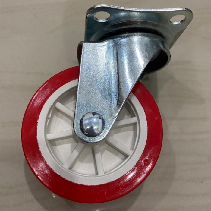 Roda Castor Nylon 3 &quot; Inch Caster Wheel Swivel Rak Lemari Warna Merah