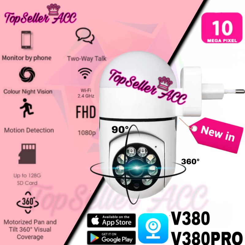 IP Camera v380 Indoor 10MP wireless cctv colokan listrik mini Camera PTZ MINI V380PRO