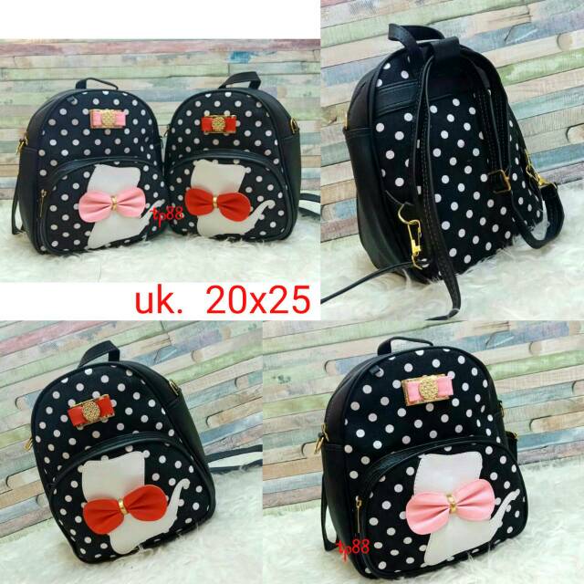 Tas paketan 3in1 ransel kucing polka