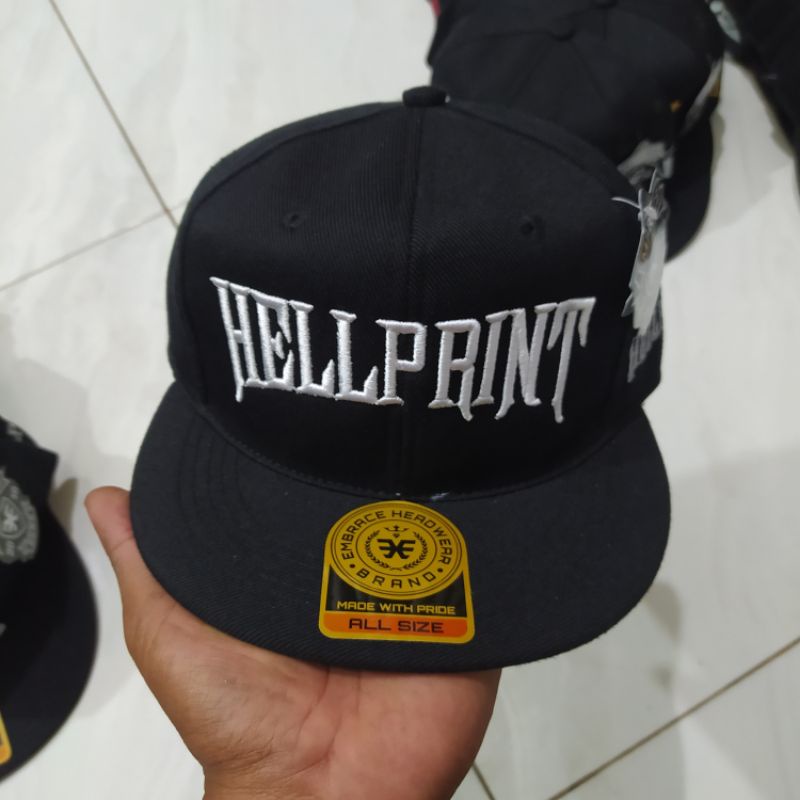 Topi Snapback metal distro pria Bordir Hellprint