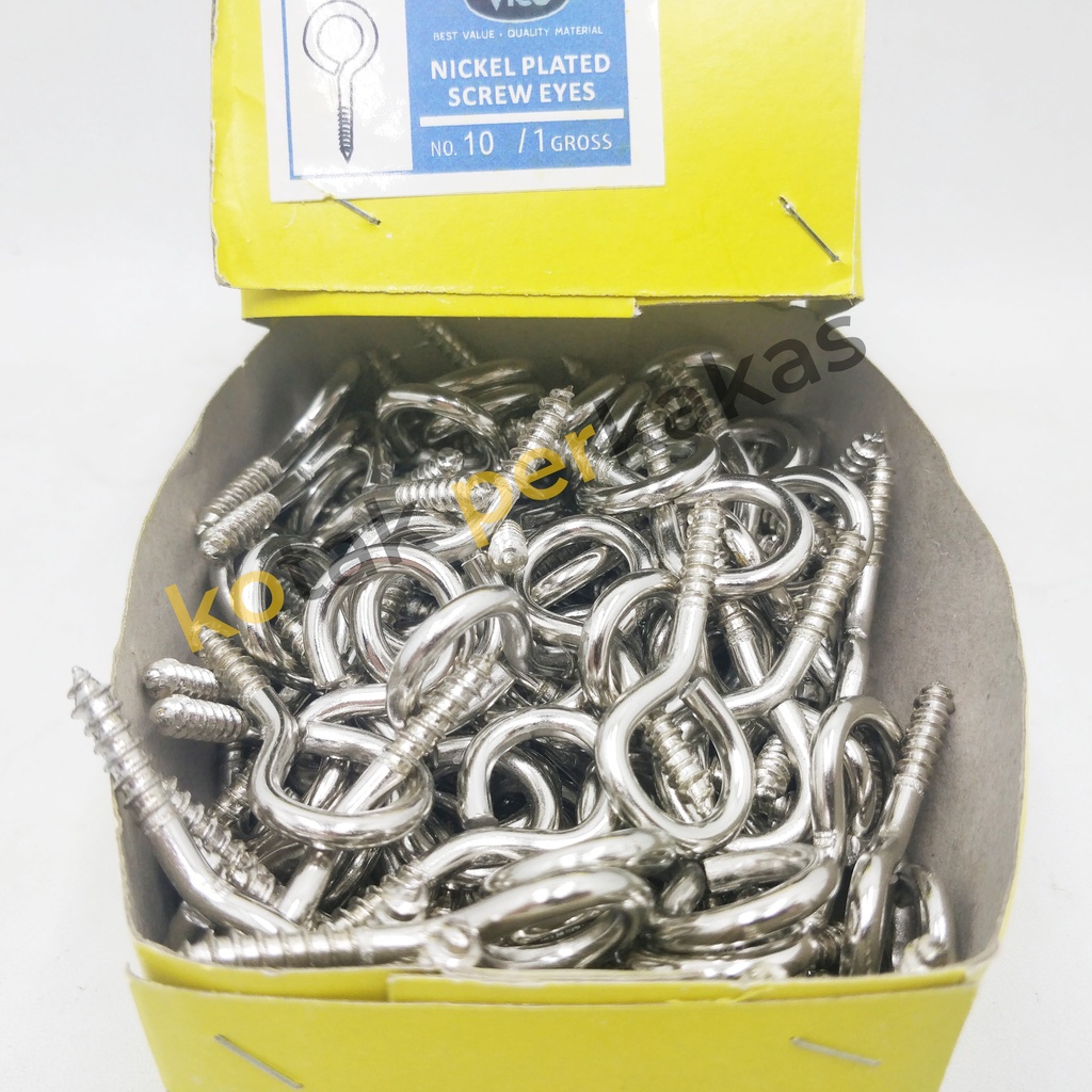 Sekrup Gantung Tutup / Screw Eyes no. 10 isi 144 pcs