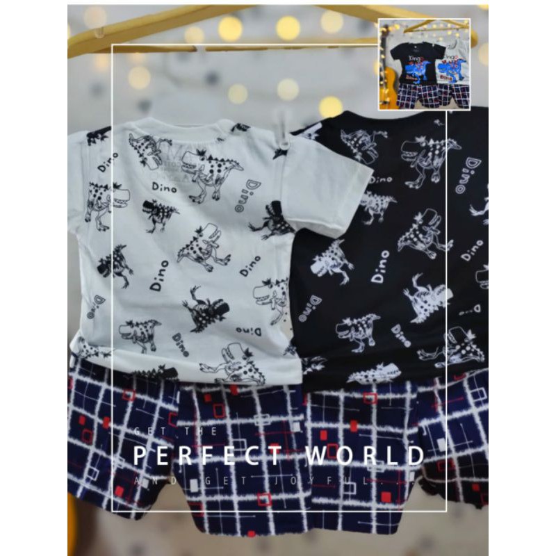 Setelan Anak Laki-laki Fullprint &quot;DINO KINGO&quot; Size 3 bulan-8 tahun merk. AM27