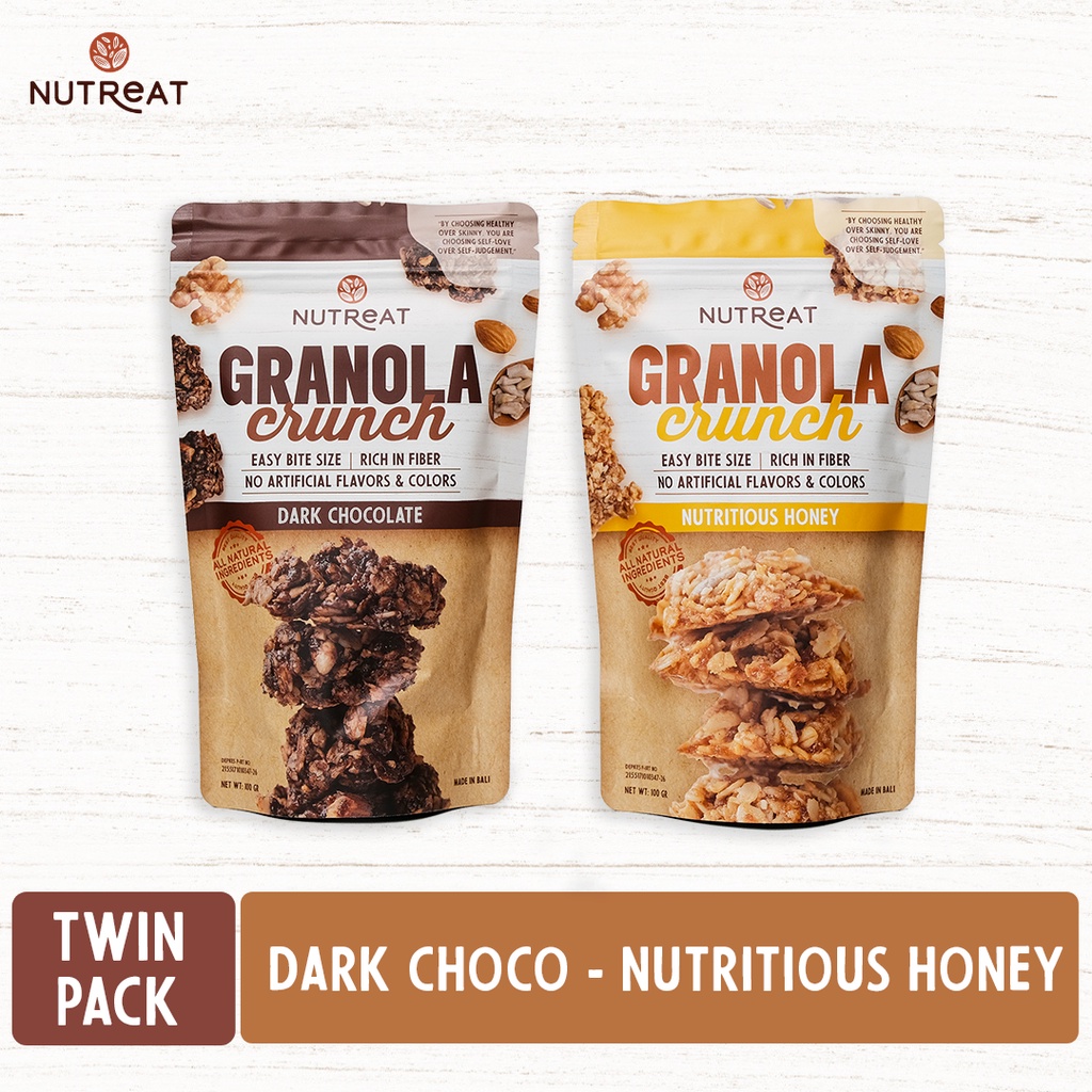 

Twin Pack Nutreat Granola Crunch - Nutritious Honey + Dark Chocolate (100gr x 2 pcs)