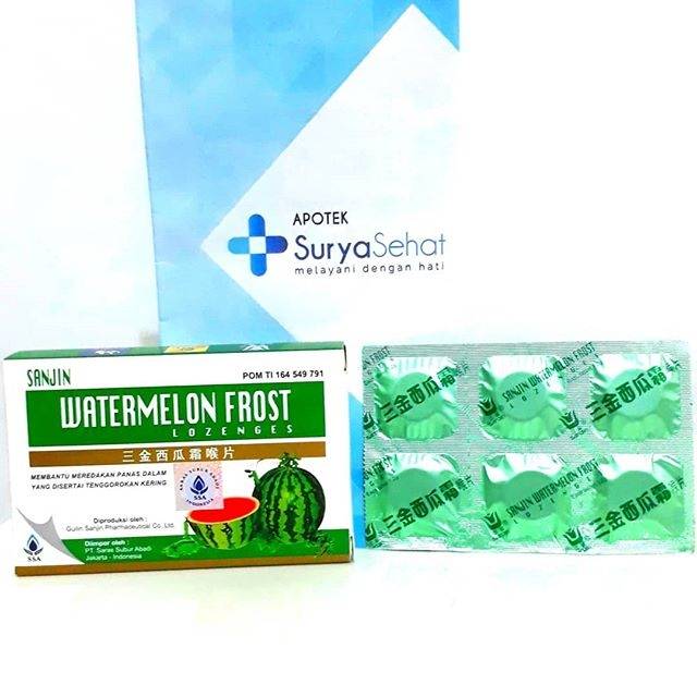 Sanjin Watermelon Frost isi 12 tablet hisap Obat radang tenggorokan