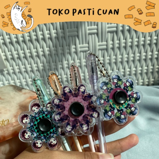 pulpen pen gel gantungan spinner demon slayer pena lucu tinta hitam bisa COD pen imut keren pulpen unik atk kebutuhan anak sekolah termurah import-3