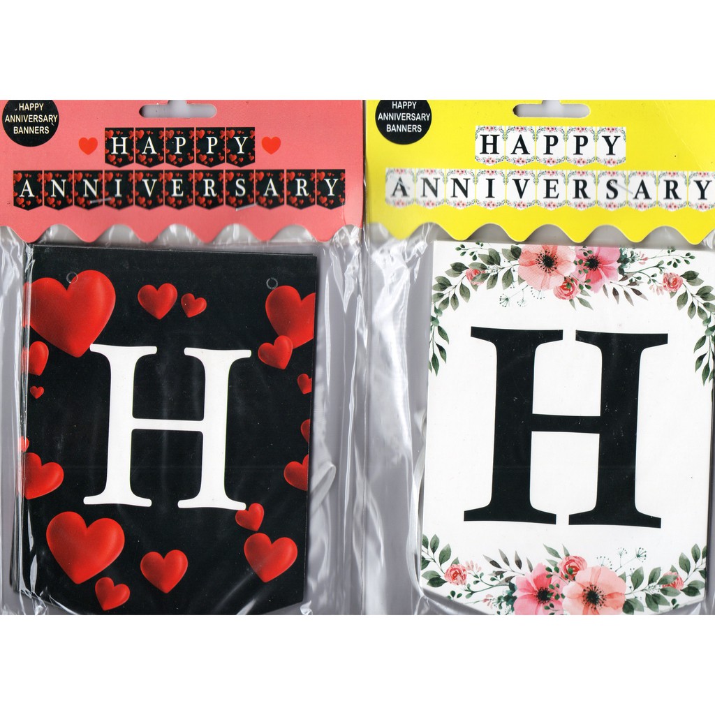 Jual Letter Banner Happy Anniversary Happy Wedding Bunting Flag