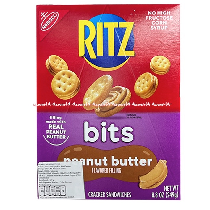 Ritz Bits 249gr Peanut Butter Flavoured Filling Cracker Sandwiches Biskuit Kacang Rits Corn Syrup Rizt Nut Biscuit