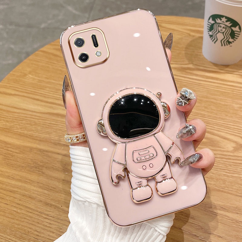 Casing Hp OPPO A16K A36 A76 4G A37 Warna Permen Astronot Stand Deluxe Kamera Case