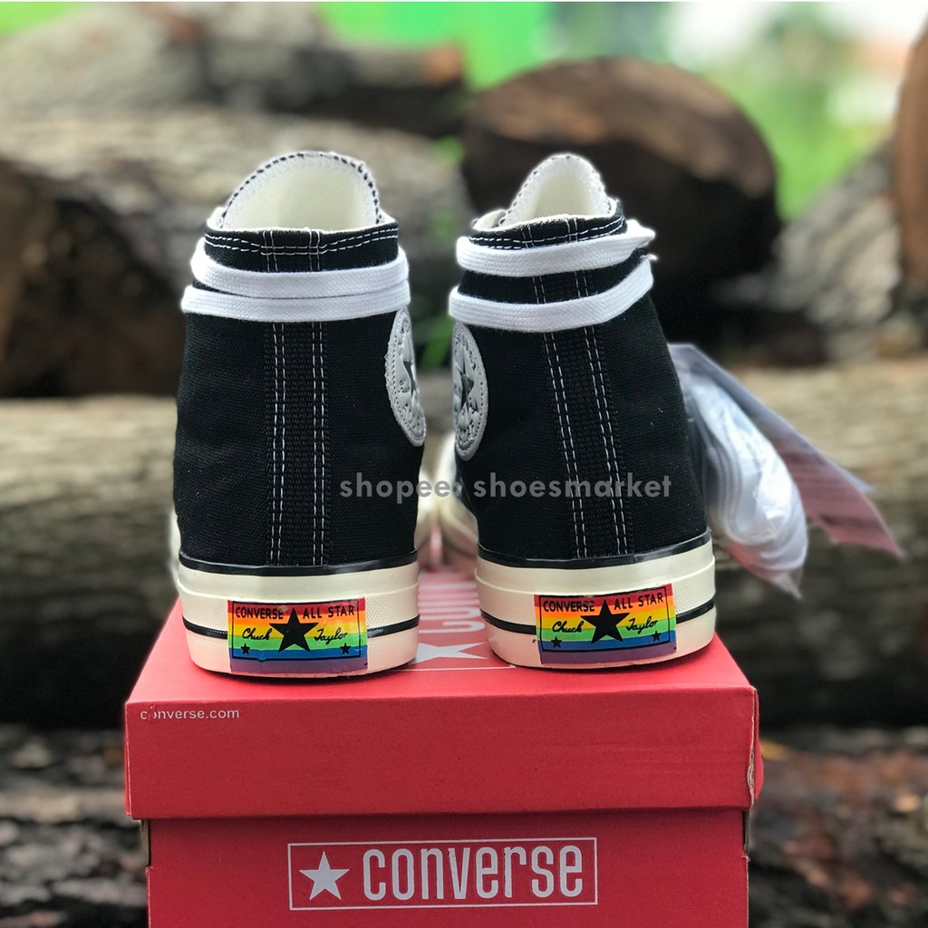 SEPATU CONVERSE 70S HIGH X RAINBOW BLACK WHITE ALL STAR CHUCK TAYLOR