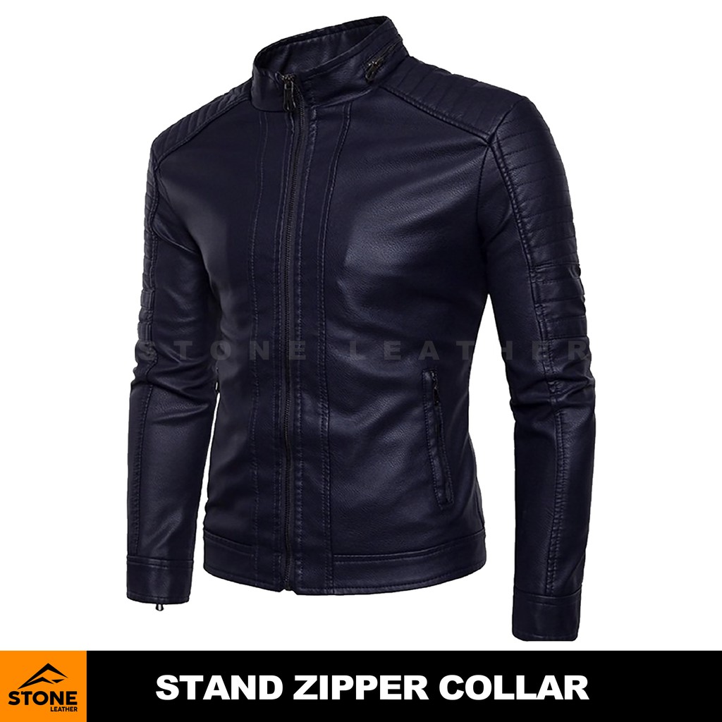 JAKET KULIT PRIA ORIGINAL SLIM FIT / JAKET KULIT PRIA TERBARU / JAKET KULIT SINTETIS