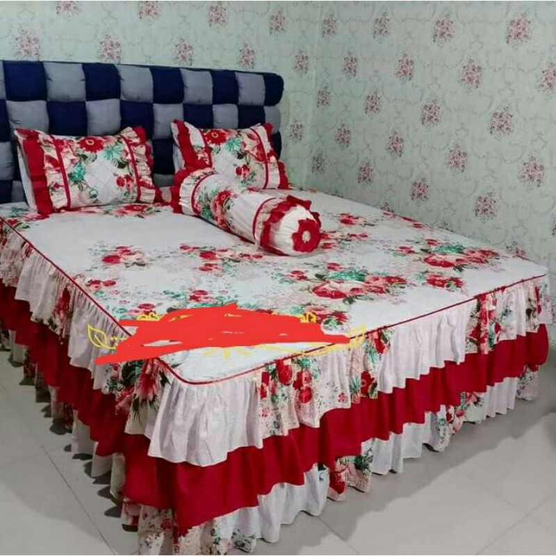 Sprei katun rumbai susun 3 ukuran 160*200-200*200 T30