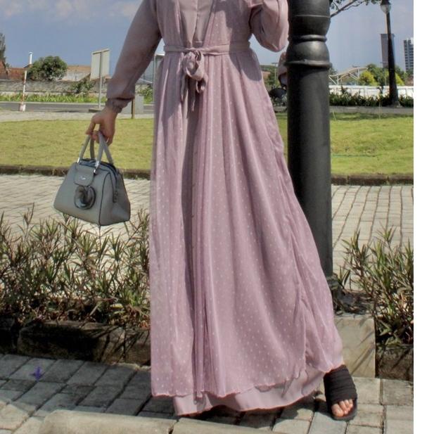 ➫ Dress Outer tile pisah / Gamis Kekinian Rompi Pisah set Gamis Lebaran / Kondangan Multifungsi Mode