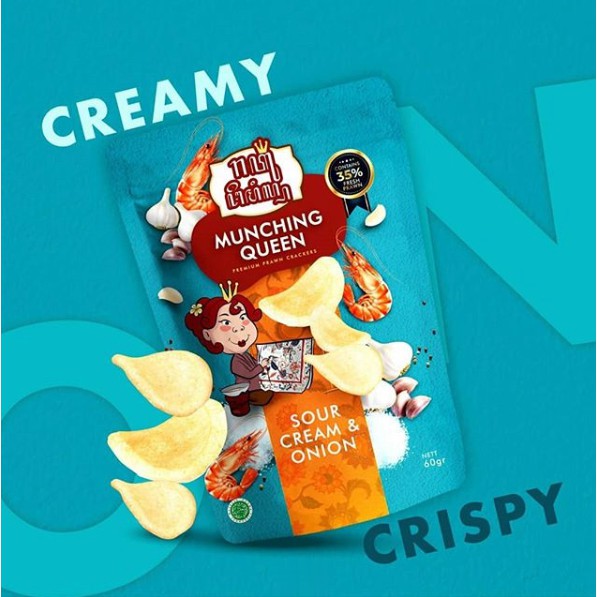 Munching Queen Prawn Crackers : Sour Cream & Onion - Kerupuk Udang Rasa Sour Cream & Onion
