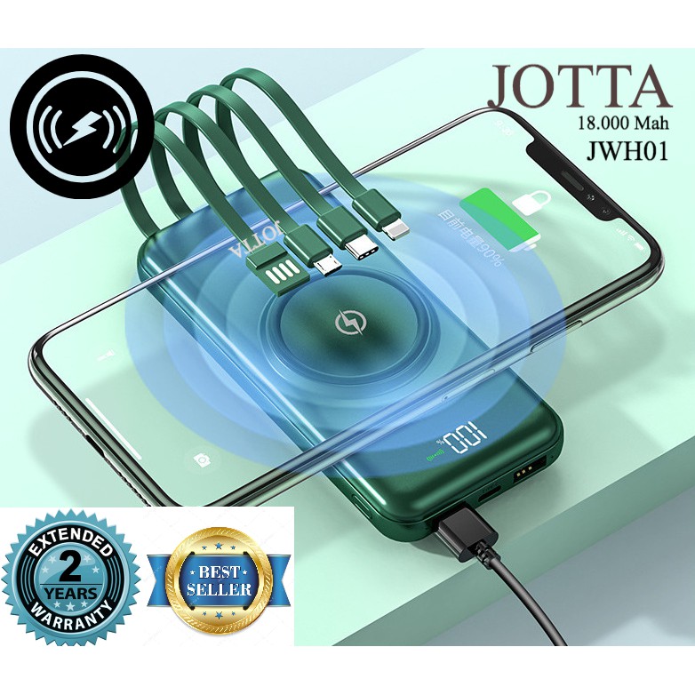 Powerbank JOTTA Wereless Charging JWH01 kapasitas 18.000 Mah Model Slim Original.