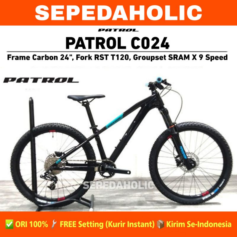 Sepeda Gunung MTB PATROL KID C024 Frame Carbon SRAM 9 Speed 24 Inch