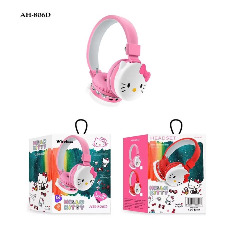 HEADPHONE  BLUETOOTH KARAKTER HELLOKITTY / LILO STICH /KUMBANG AH-806/RABBIT 807K