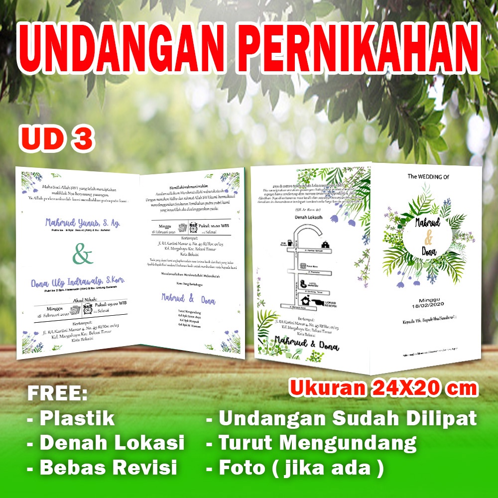 UNDANGAN PERNIKAHAN MURAH WALIMAH WALIMAHAN WALIMATUL URSY MURAH UNIK RUSTIC ELEGAN DAN SIMPLE CETAK