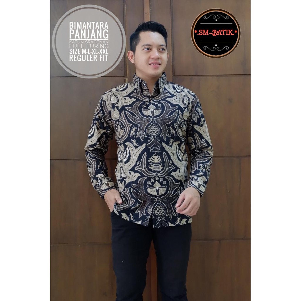 BIMANTARA SM BATIKSOLOAMANAH KEMEJA BAJU BATIK PRIA SOLO LENGAN PANJANG PENDEK LAPIS FURING ATASAN BATIK PREMIUM MODERN KATUN HALUS PARANG TRUNTUM COKLAT PANJI LESMONO ADIWANGSA GOLD PERMANA MERAH ASWANGGA 6 PARANG DIRGA GODONG BIRU DADU CAKRAWALA PEKSI