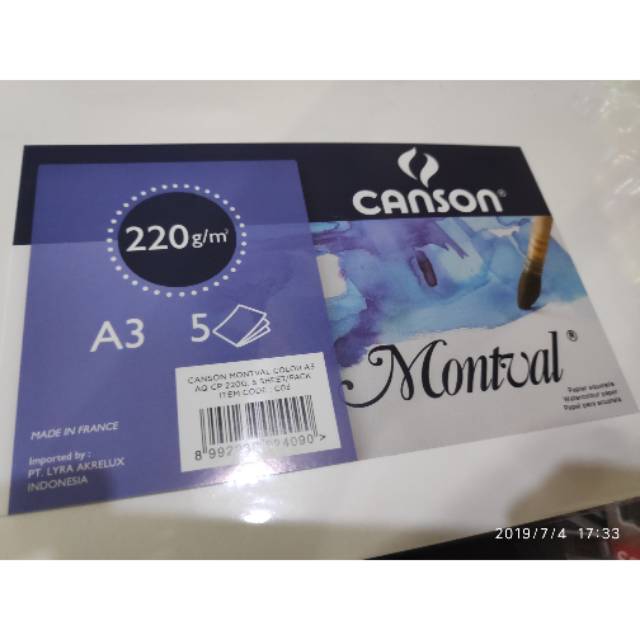 

Canson a3 watercolor paper montval 220gsm (isi 5 pak)