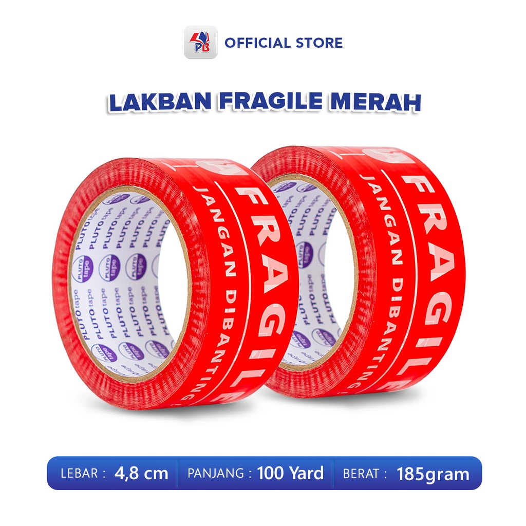 

Lakban Fragile Warna Merah Putih Beling / Isolasi Jangan di Banting Handle With Care Warna Putih