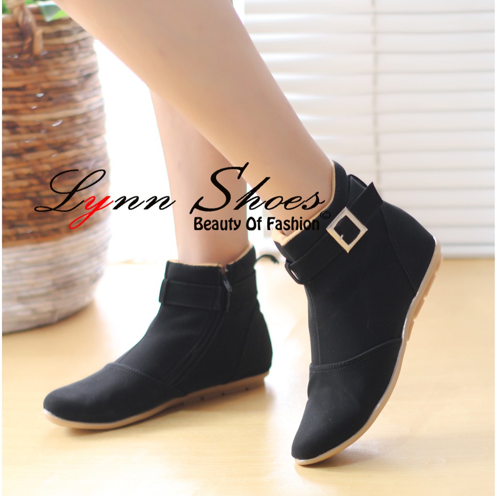 Lynn Boots Flat Wanita BO10C - Coklat / Hitam