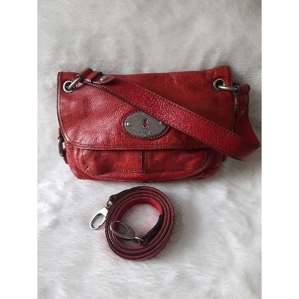 tas fossil maddox convertible red preloved