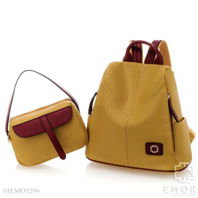 GIBD EMORY Darlina 2IN1 Series 01EMO3296 MULTIFUNGSI TAS RANSEL WANITA IMPORT RANSEL SELEMPANG ORI