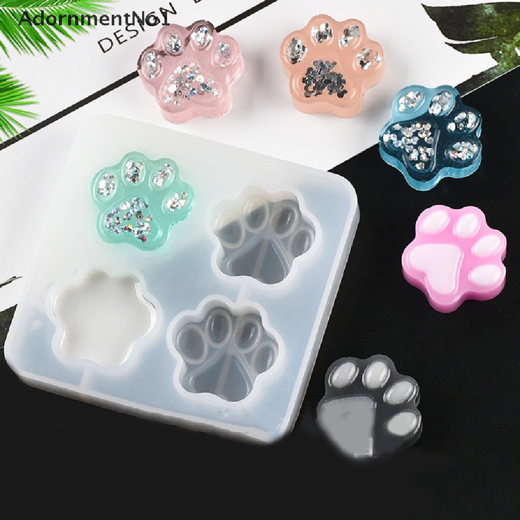 (AdornmentNo1) Cetakan Resin Epoksi UV Handmade DIY Bentuk Telapak Kaki Kucing Bahan Silikon