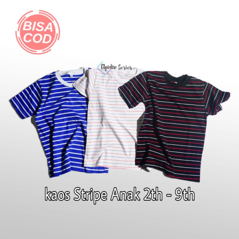 Kaos Anak Stripe Usia 2th-8th/Kaos Stripe Anak Bahan Katun