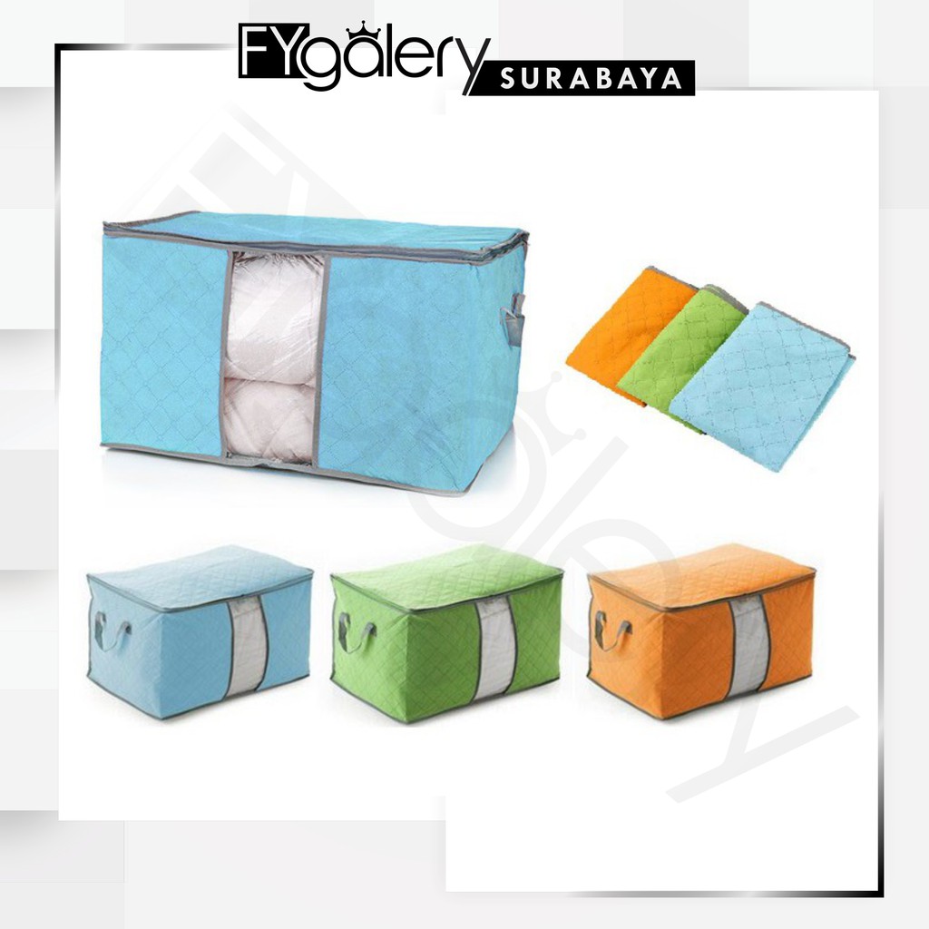 FYGALERYSURABAYA HL0037 Bamboo Storage Box Organizer Bag Kotak Penyimpanan Multifungsi Selimut Baju