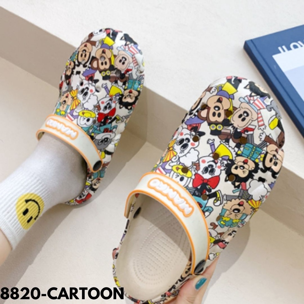 SANDAL BAIM UNISEX GRAFITI CARTOON IMPORT NYAMAN COMFY UNIK LUBANG LUBANG ELASTIS RUBBER KARET ELASTIS ANTI SLIP 8820