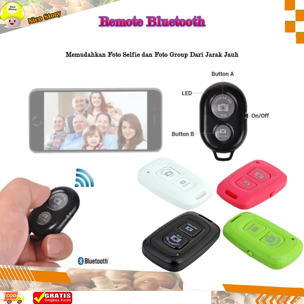 Jual Remote Bluetooth Remot Shutter Kamera HP Android Ios Tomsis Tombol ...