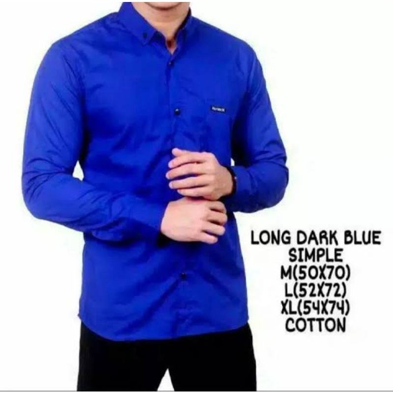 Kemeja / Hem Polos Pria Lengan Panjang &amp; Pendek Warna Dark Blue / Biru BCA cotton premium