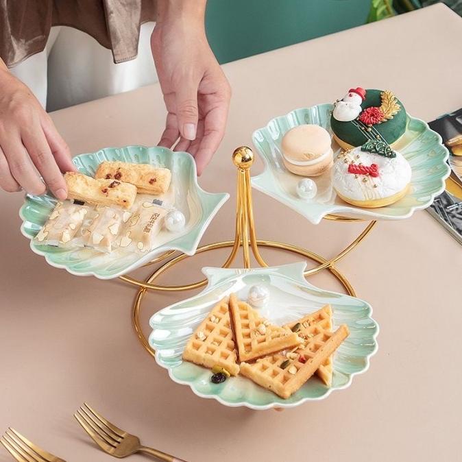 Luxury Snack Platter Tier Ceramic Shell / Set Keramik Piring Saji Lucu Paramochy