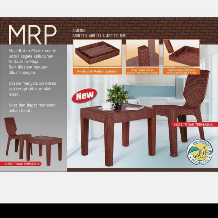 MEJA PLASTIK TABITHA ANYAM ROTAN MEJA TERAS