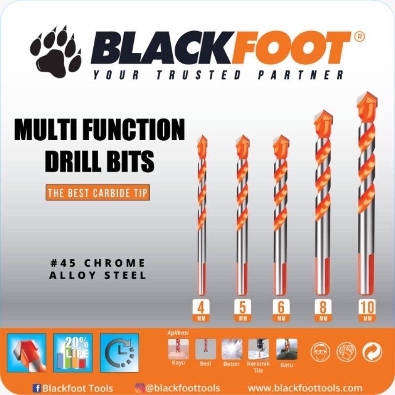 BLACKFOOT - Matabor Beton Kayu Besi Keramik Batu Multifungsi Mata Bor