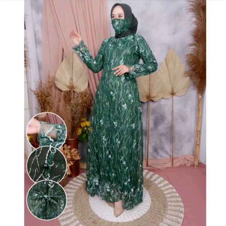 GAMIS MODERN BROKAT TULLE AJC 1/GAMIS TERBARU/GAMIS MUSLIM-8
