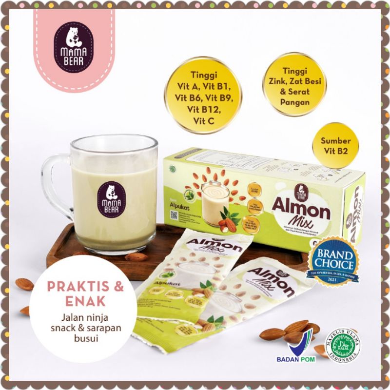 MAMA BEAR - Almon Mix Minuman Serbuk Susu Almond + Daun Katuk (Pelancar Asi/Asi Booster)