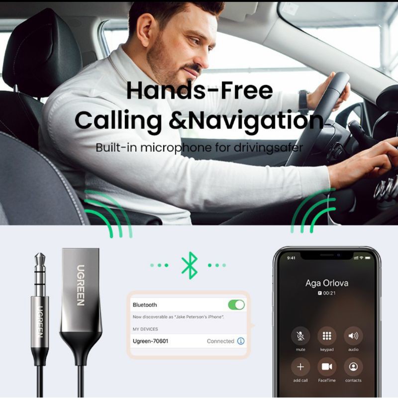 Ugreen Car Bluetooth Receiver / Transmitter with Aux 3.5mm - Bluetooth Receiver - Ugreen 70601 / 60300 Aux 3.5mm &amp; Usb Power