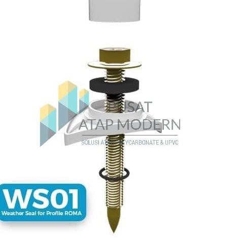 Paling Diminati! Baut / Sekrup / Roofing Alderon RS + Weather Roof Seal Set untuk Gelombang Greca/Ro