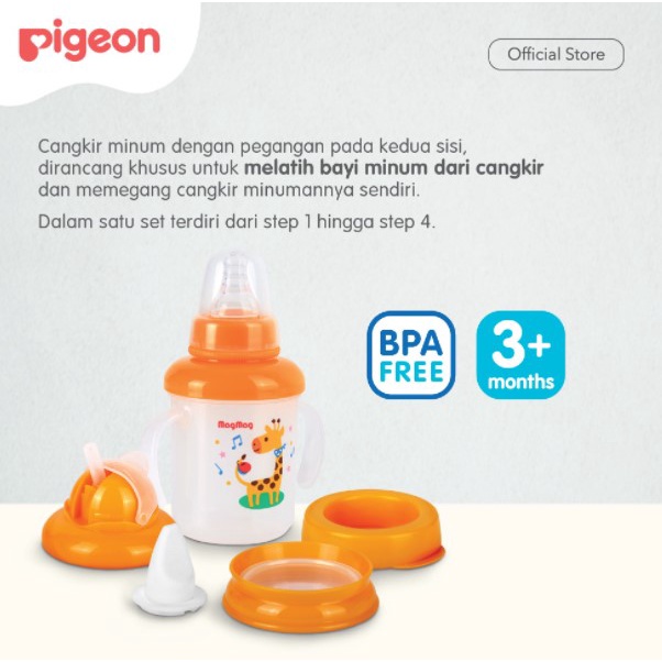 Pigeon Mag Mag / Magmag/ Mag-Mag All In One Set Training Cup 4 Step Feeding Set / Peralatan Makan Minum Bayi